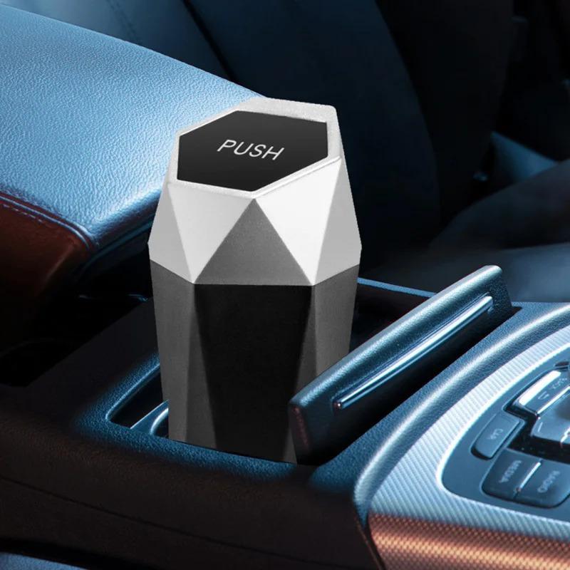 Mini Car Trash Can Portable Dustbin with Lid Leak-proof Auto Trash Bin for Automotive Home Bedroom Office Garbage Storage Box