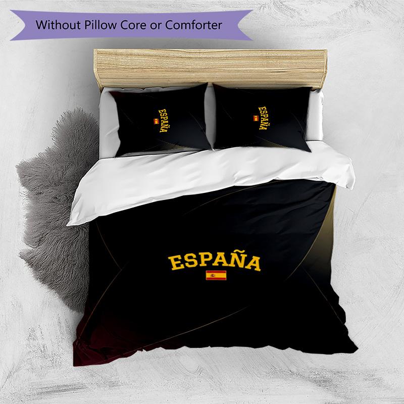 Spain Football Printed Bedding 3 Piece Set Cozy Breathable Bed Cover Set As Housewarming Holiday Gift