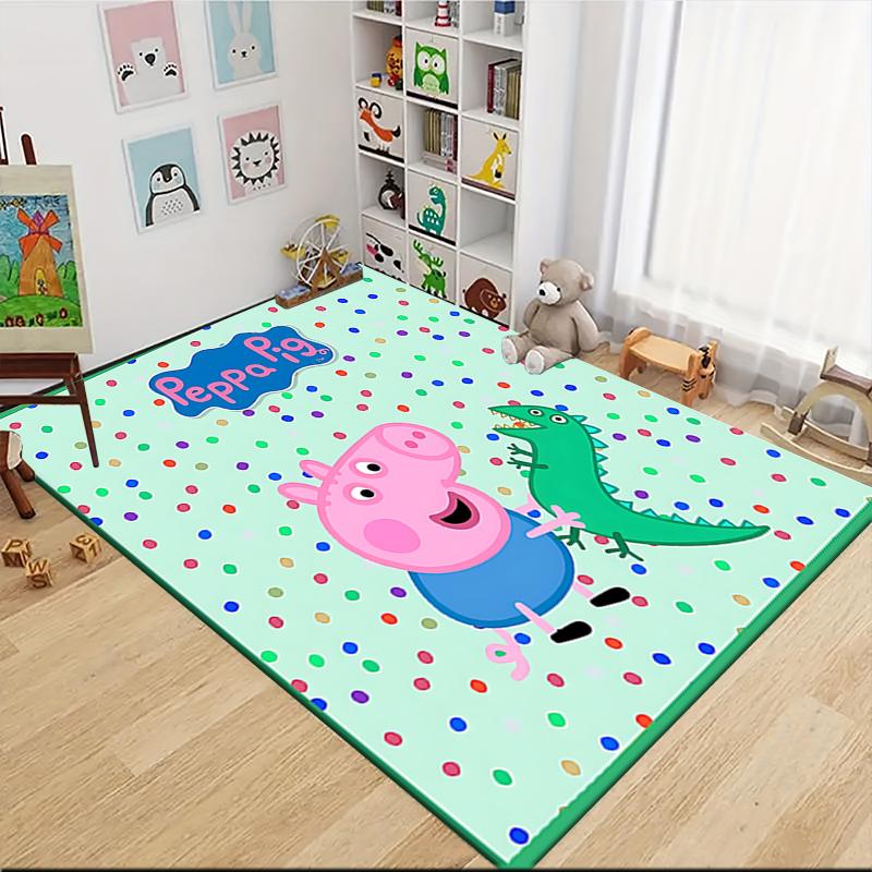 1Pc Peppa Pig'S Playful Day Carpet Rug Customizable Soft Washable Antislip Home Living Room Sofa Mats Personalized Rug 0917107