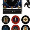 Metal Surface Refrigerator Magnet Record Player Fridge for Christmas Halloween, with 9 Programmable Records, NFC Digital Music Enabled Vinyl