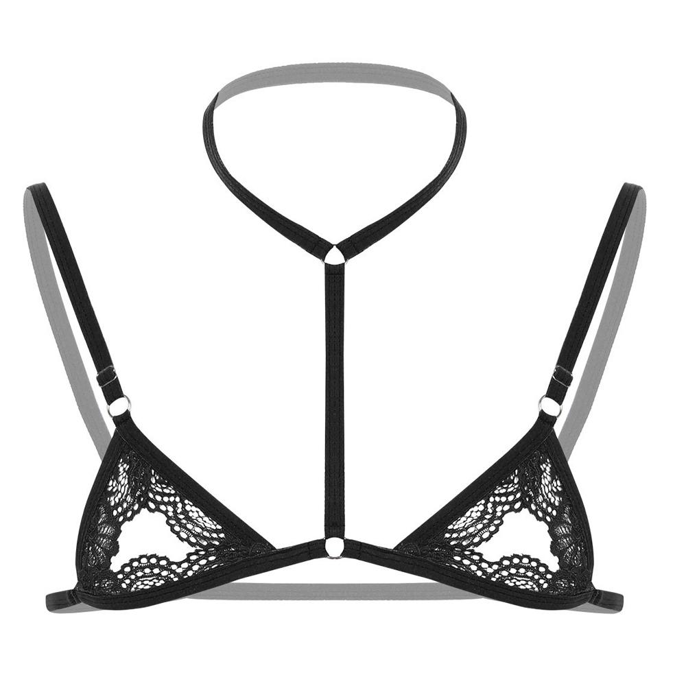 Lace Sexy Lingerie for Male Lace Half Cup Bra Underwired Open Nipple Push Up Cupless Exposed Breasts Underwired See