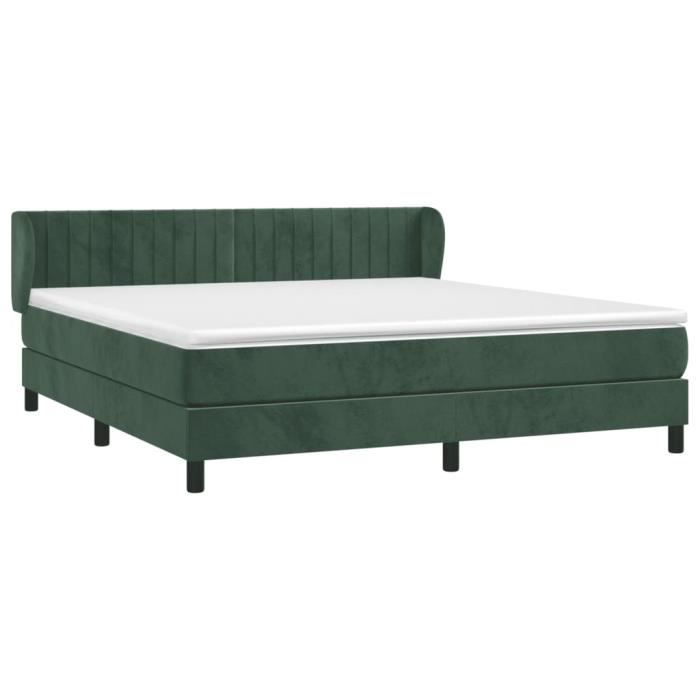 VidaXL Lit à sommier tapissier et matelas Vert foncé 180x200cm Velours 3127628