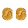 Titanium Steel Plated 18K Gold Water Drop Texture Spiral Earrings, The Same Asymmetric Color-Retaining Stud Earrings For Women