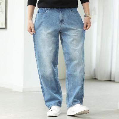 High Street Oversized Loose Cargo Jeans Men's Straight Casual Hip Hop Pants Classic Male Harem Denim Trousers