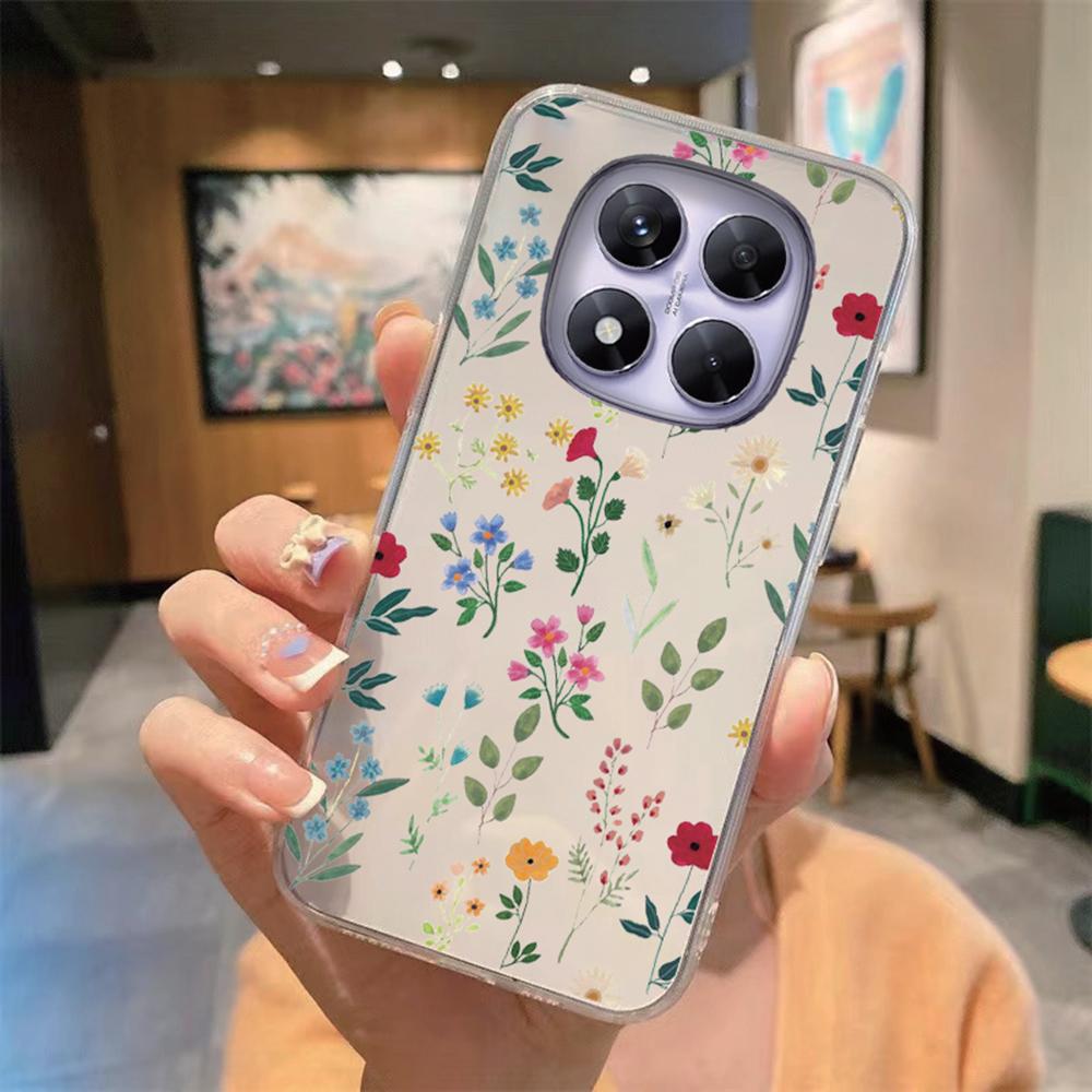 

Korean Floral INS Monstera Deliciosa Minimalist Plants Phone Case For Xiaomi Redmi Note 15 14 Pro 14C 15C 5G Transparent Cover Redmi 14C 4G