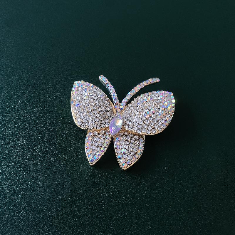 Stylish Stylish Rhinestone Butterfly Pin Brooch Stylish Stylish Exquisite Craftsmanship Trend Coat Pin Anti Glare Cardigan Button Clothing