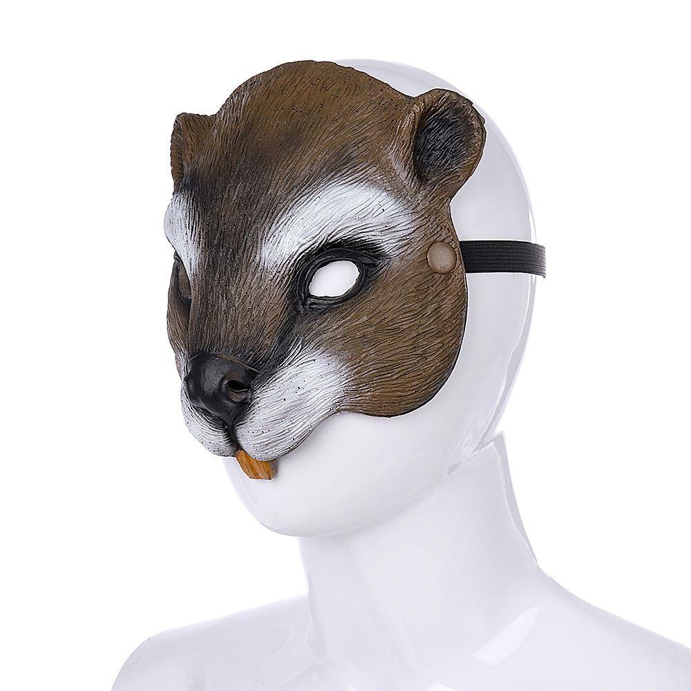 3D Halloweenská veverčí maska Realistická kreativita Zvířecí poloviční maska Elastické popruhy Unisex Maškarní maska Muž Žena