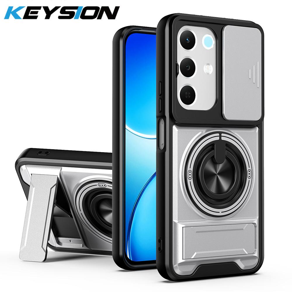 KEYSION Magnetic Phone Case for Realme C85 5G C85 Pro Slide Camera Protection Upright Kickstand 360 Ring Shockproof Back Cover