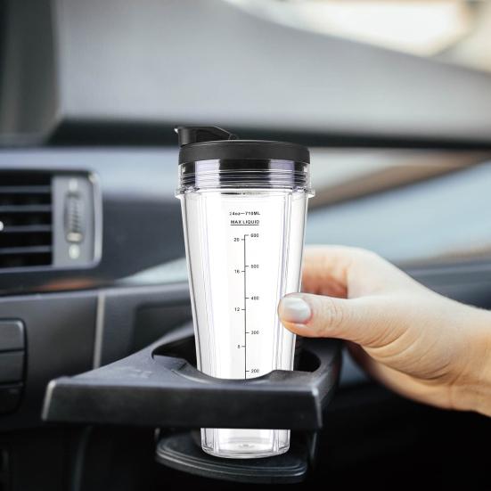 Blender Replacement Parts for Ninja SS101 24 Oz Mixing Cup with Leak-proof Lids Thin Bottom Design BPA