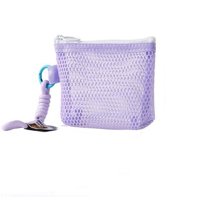Dopamine Color Mesh Storage Bag Toiletry Handheld Small Cosmetics Bag Zipper Closure Candy Color Coin Purse