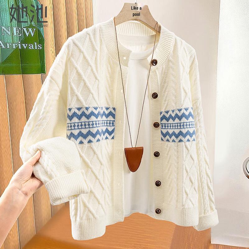 

Women s Color Block Cable Knit Cardigan One Size