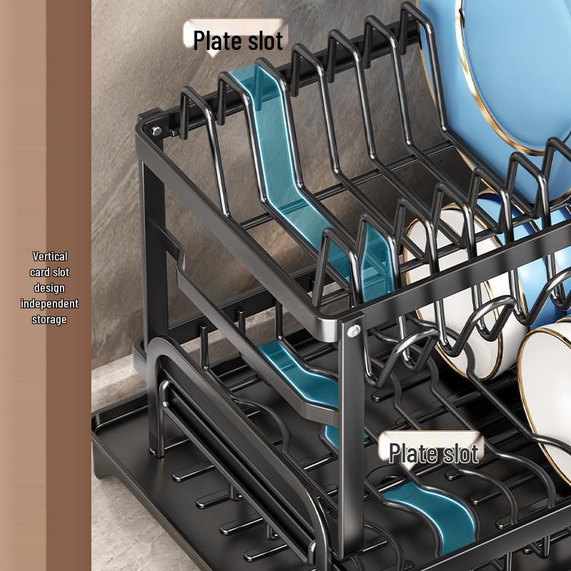 Multi-layer Kitchen Sink and Counter Dish Rack and Draining Shelf