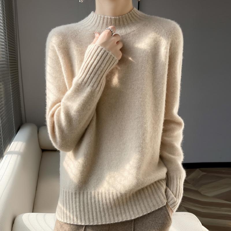 Women's Cashmere Sweater Qinghe Cashmere 30% Cashmere 70% Wool Autumn and Winter Pullover Warm and Fashionable