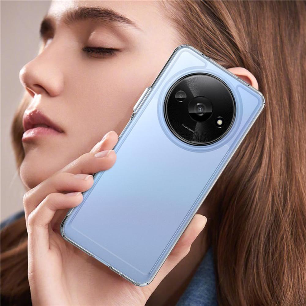 WANLONFENG MF2 Series For Xiaomi Redmi A3 4G Case TPU Acrylic Clear Phone Cover with 2Pcs Tempered Glass Film