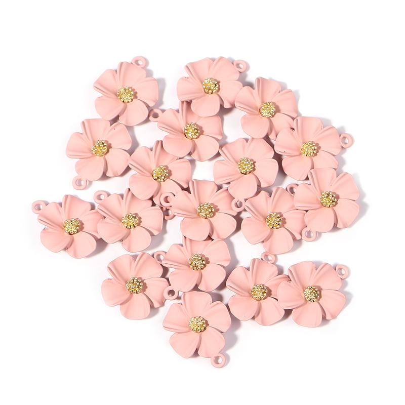 Colored Five Petal Flower Pendant Women Summer Lovely Bracelets Necklace Charms Diy Alloy Jewelry Making Accessories