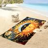Sun and Moon with Floral Design Beach towel quick-drying for travel outdoor sports jogging beach and swimming