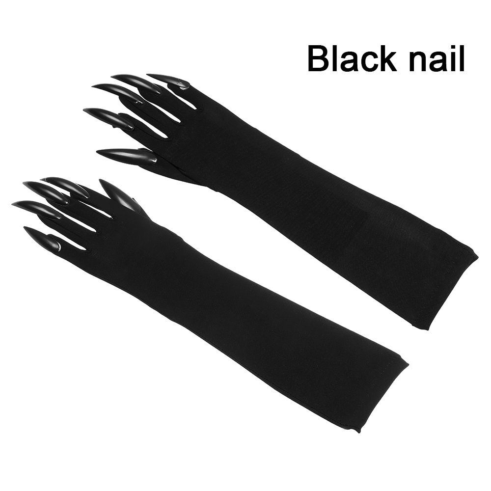 

Модные длинные косплей забавные перчатки перчатки на Хэллоуин перчатки для нарядного платья длинные ногти Black nail
