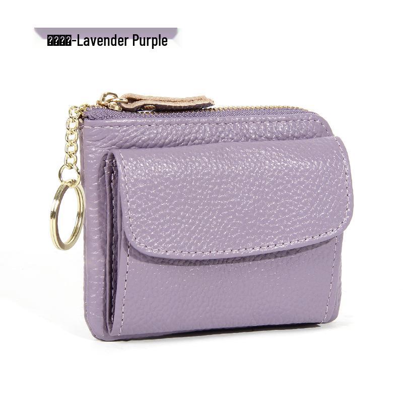 

Японский кошелек для монет из натуральной кожи: Женский многофункциональный держатель для карт, маленький кошелек и брелок лавандовый