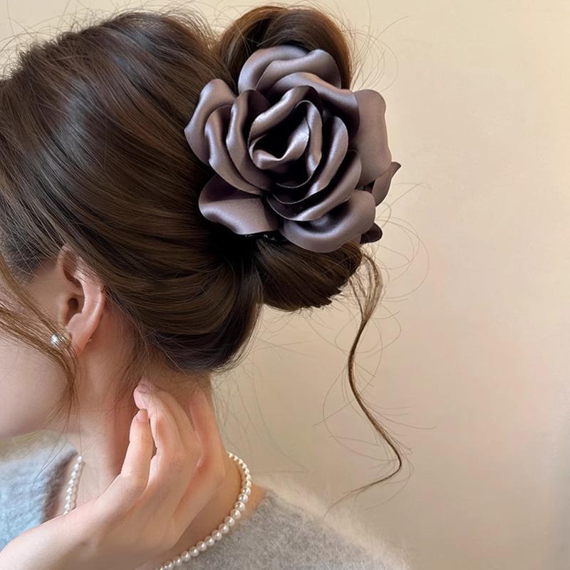 Elegant Rose Flower Claw Clip For Women Girls Hair Accessory Versatile Sweet Hair Claw Exquisite Shark Clip Gifts