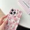 Japanese and Korean smudged pink flowers for iPhone16promax Apple 15 mobile phone case 14/13 wave case IMD