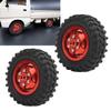 2Pcs Truck Wheel Rubber Tire 55mm Dia Aluminium Alloy Fit for WPL D12 110 RC CarRed