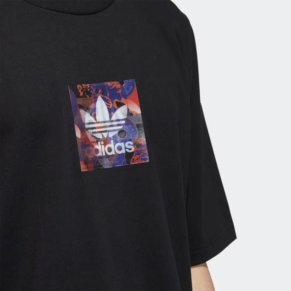 Adidas Originals Trefoil Print Casual Sports Short Sleeve T-shirt Men Tops Black H09193