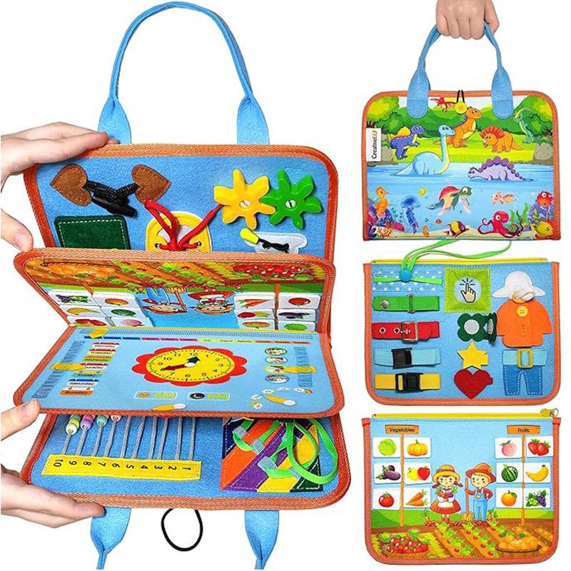 Felt Busy Board Children'S Educational Toy Bag Kindergarten Dressing Board Learning Board Early Education Felt Bag