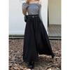 Women High Waist Jupe Korean Pleating Swing Skirt Vintage Fashion Spring Office Falda Holiday Loose Solid Long Skirt