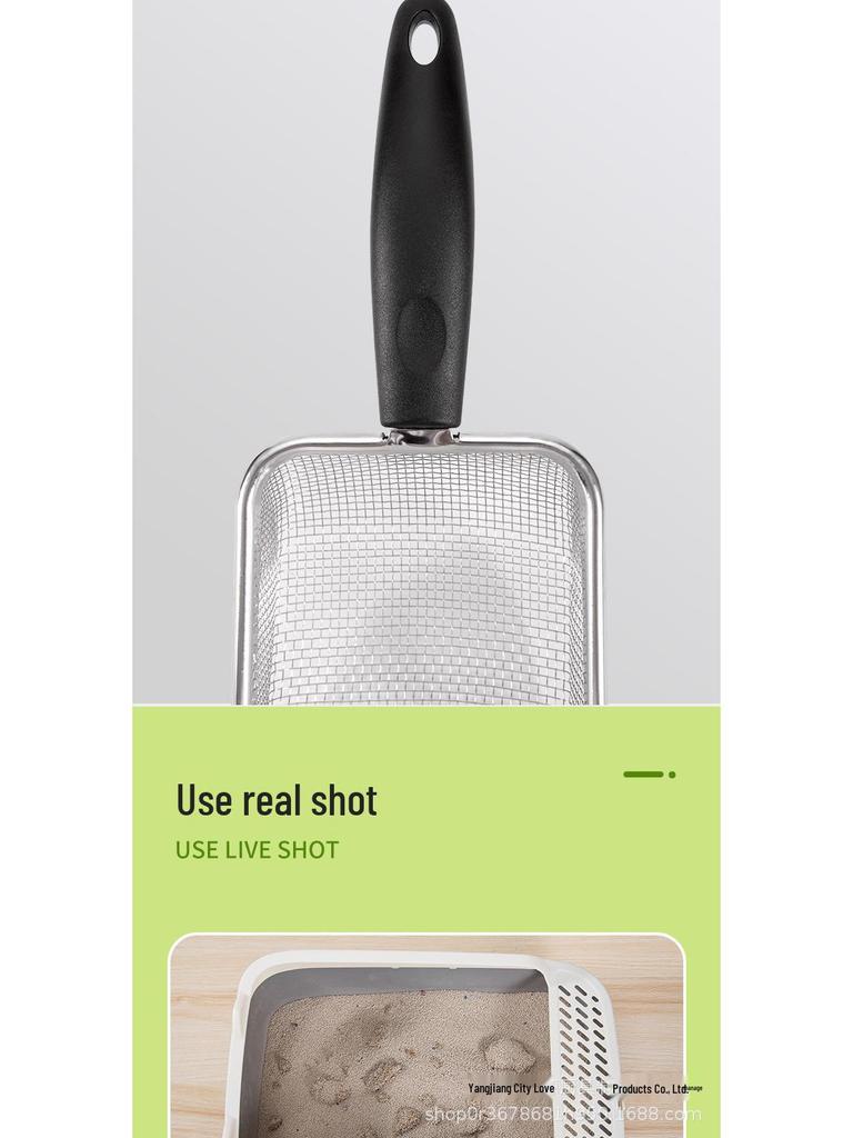 Upgraded Cross-Border Long-Handle Stainless Steel Scoop for Cat Litter, Quails, Reptiles, and Beach Use