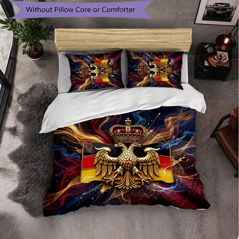 Belgium Football Pattern 3 Pieces Bedding Set Soft Microfiber Duvet Cover with Pillow Cases for Bedroom