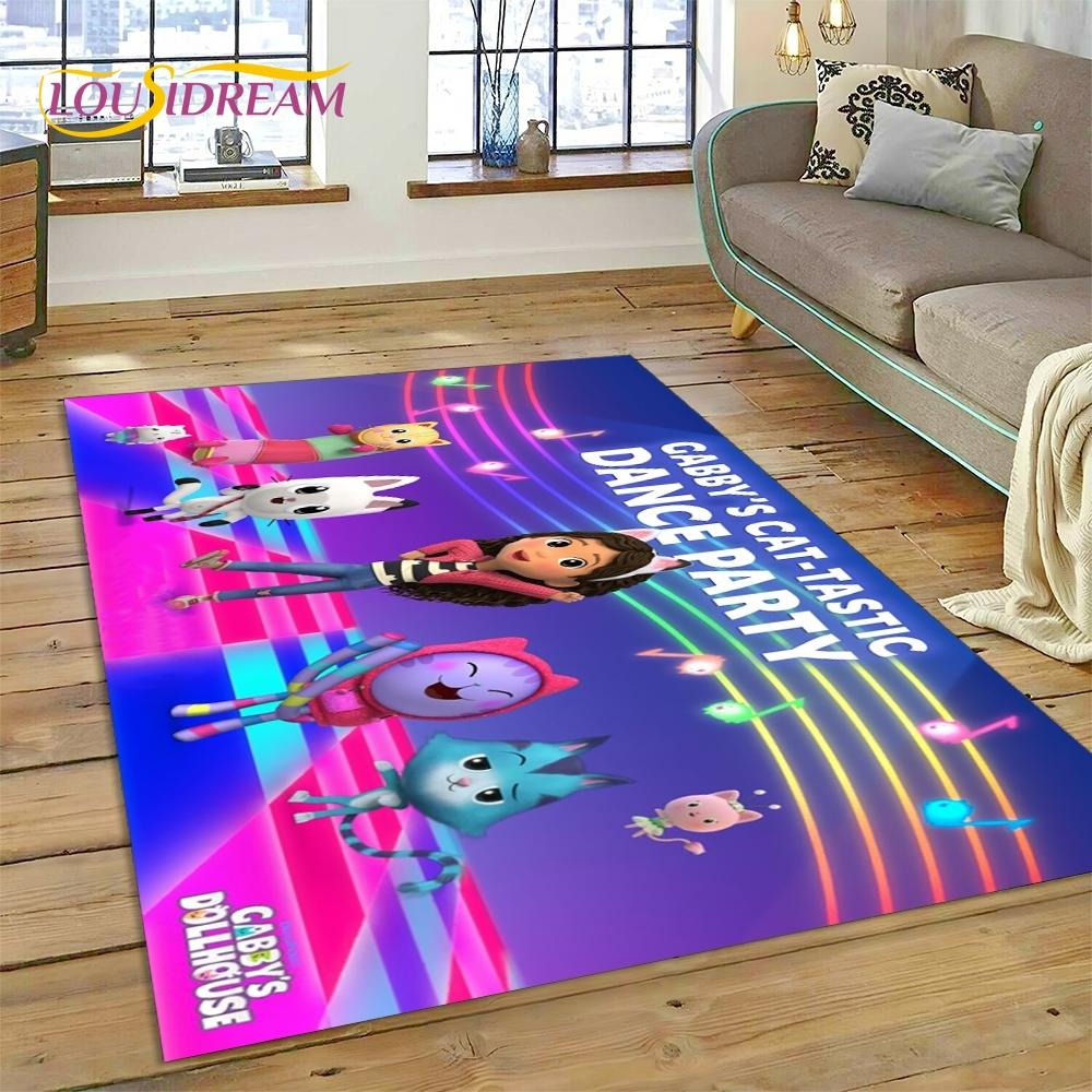 Cartoon Cute Gabbys Dollhouse Girl Rug Carpet for Living Room Bedroom Home Decor,Non-slip Decoration for Sofa Doormat Gifts Kid