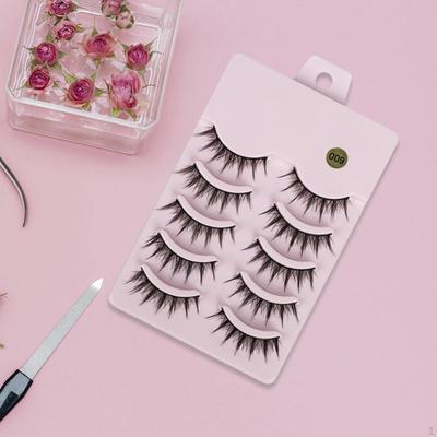 5x Black False Eyelashes,Handmade,Comfortable Long Lashes Faux Eyelashes for Halloween Stage
