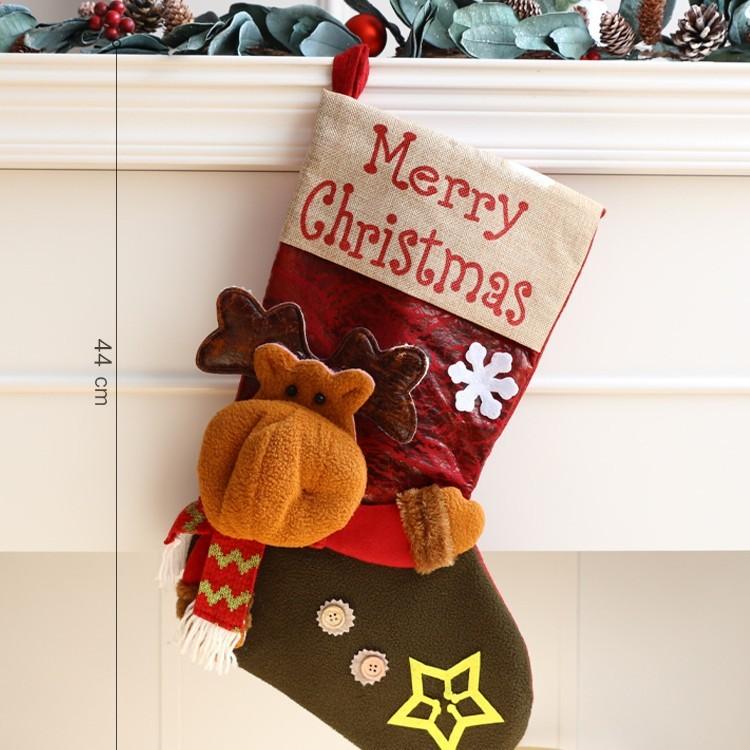 Cute Claus Santa Snowman Elk Socks Shaped Pendant For Christmas Decoration