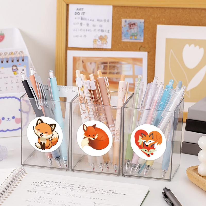 500Pcs/Roll Cute Foxes Stickers 8 Designs Decals Diy Adorn Gifts Packing Labels 2.5Cm/1.0''
