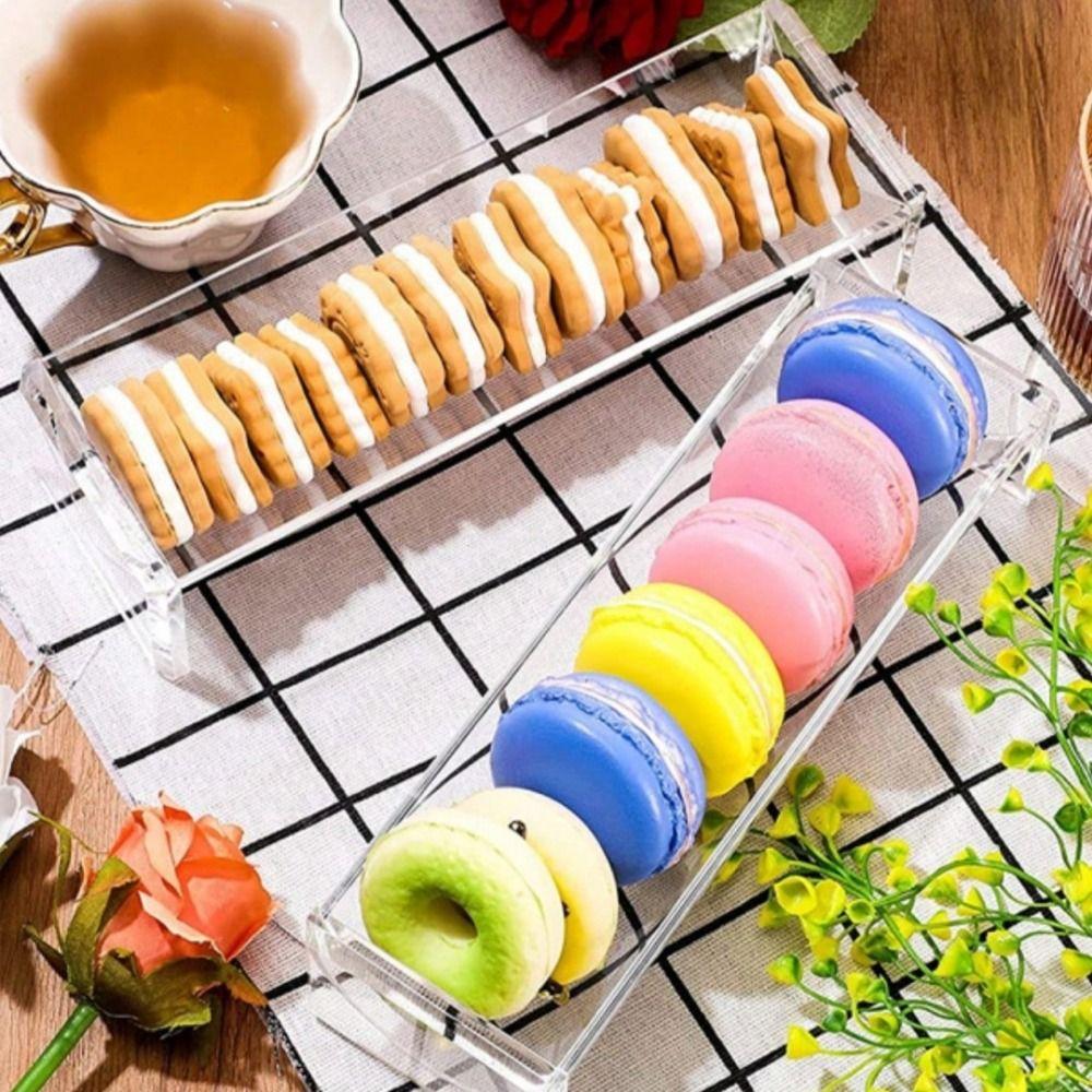 1/2Pcs Durable Biscuit Holder Tray Clear Snack Serving Tray Simple Dessert Serving Tray Picnic