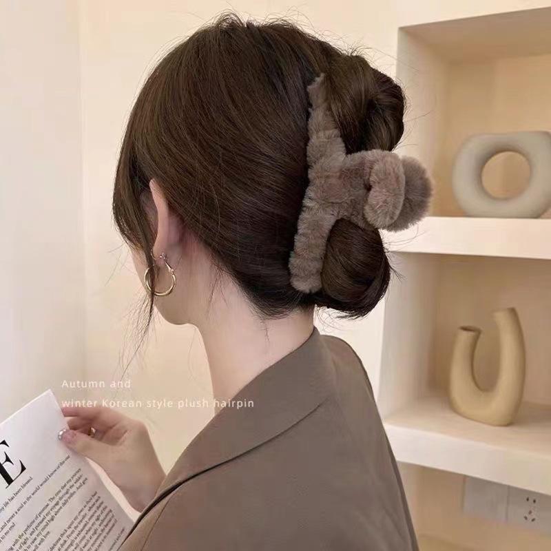 Plush Hair Clip, Furry Hair Clip, Large Hair Clip, Back Head Hair Clip