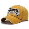 Men's and women's spring and summer vintage washed baseball caps with embroidered letters and numbers, curved duckbill caps