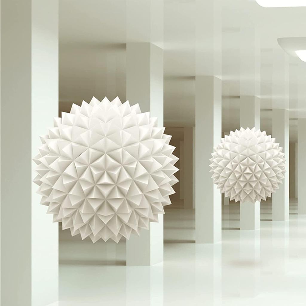 3D-Fototapete „Abstrakte Kunst, Weltraum, weiße Kugel“, 3D-Fototapete, moderne, luxuriöse weiße Gebäude-Fototapete im europäischen Stil für Wohnzimmer und Schlafzimmer
