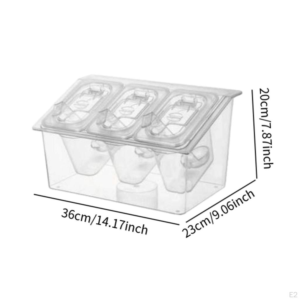 Chilled Condiment Server Removable Dishes with 3 Containers Pot Transparent Lids for