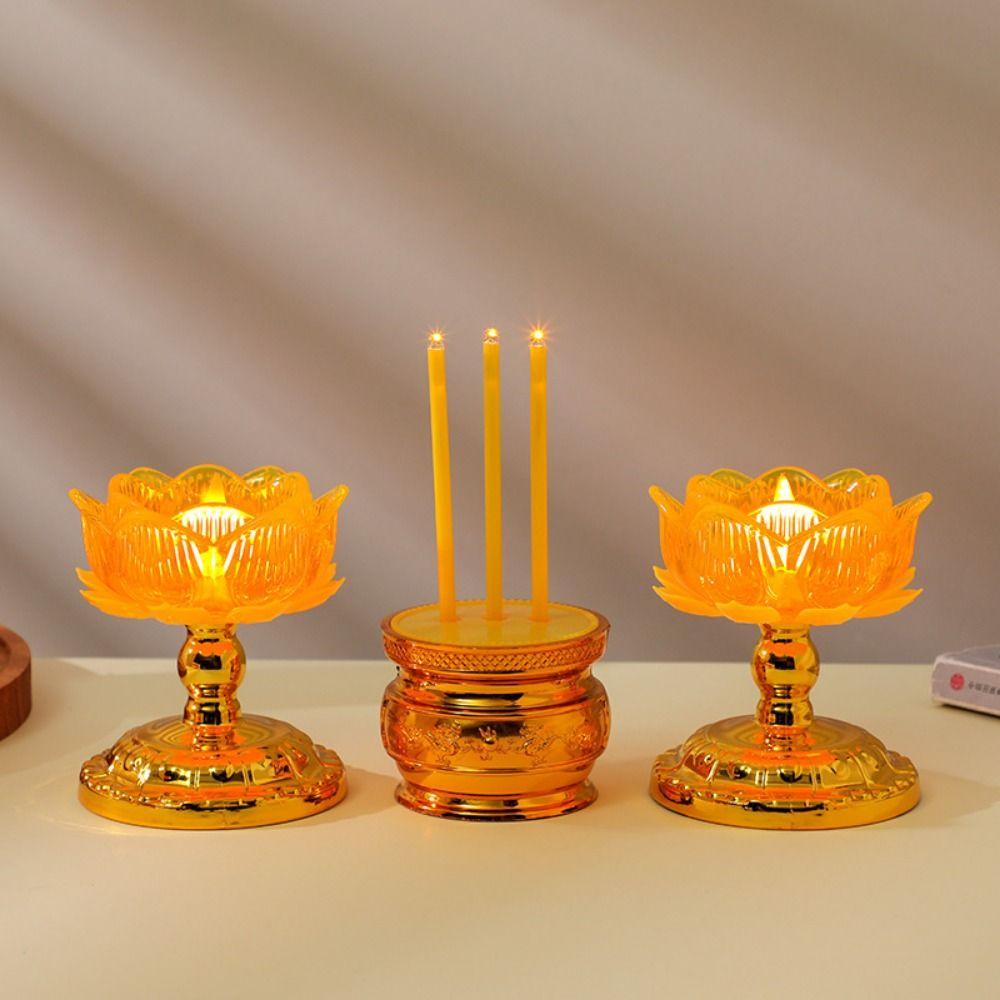 2Pcs Creative Electronic Incense Burner Set Lotus Shaped Waterproof Electronic Lotus Lamp Ornament Battery Operated Portable