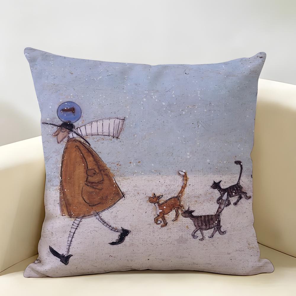 SSam Toft Art Retro Cushion Cover Natural Linen Organic Fabric DoubleSided Printing Room Sofa Decor Pillow Case