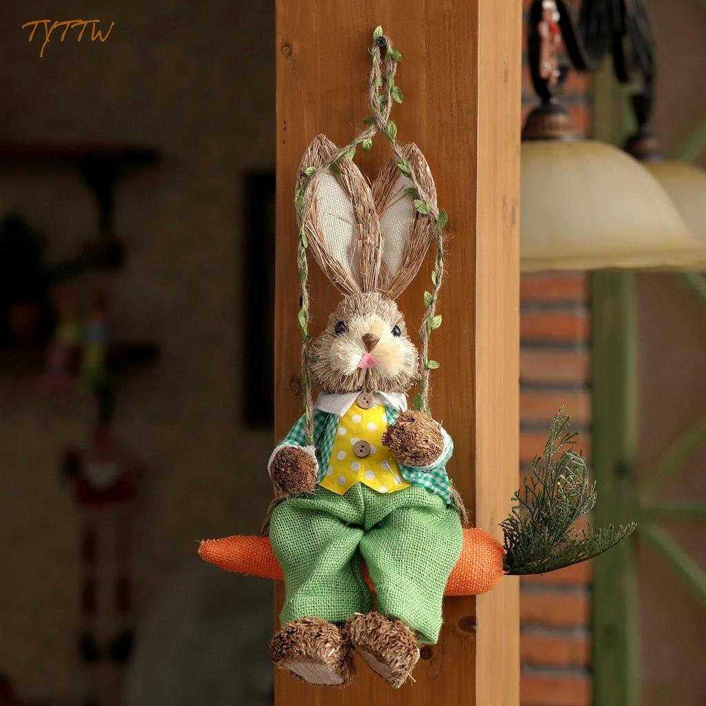 Handgefertigter gewebter Kaninchen-Hängeornament für Garten- und Balkondekoration