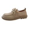 Lace-up small leather shoes women's spring new British style casual soft-soled loafers versatile Doudou single shoes women's shoes