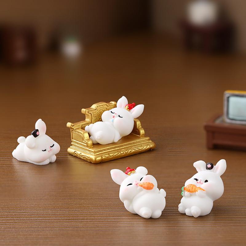 Charming Resin Bunny Figurines Playful Cartoon Animals For Miniature Garden