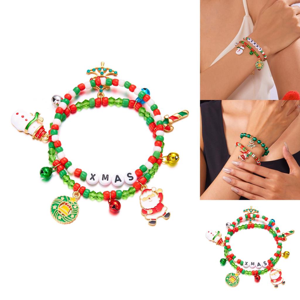 Christmas Bracelet Set With Soft Clay Beads And Holiday Charms For Women Gift Giving