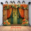 2D Orange Marigold Floral Curtain Wood Backdrop Wedding Photo Banner