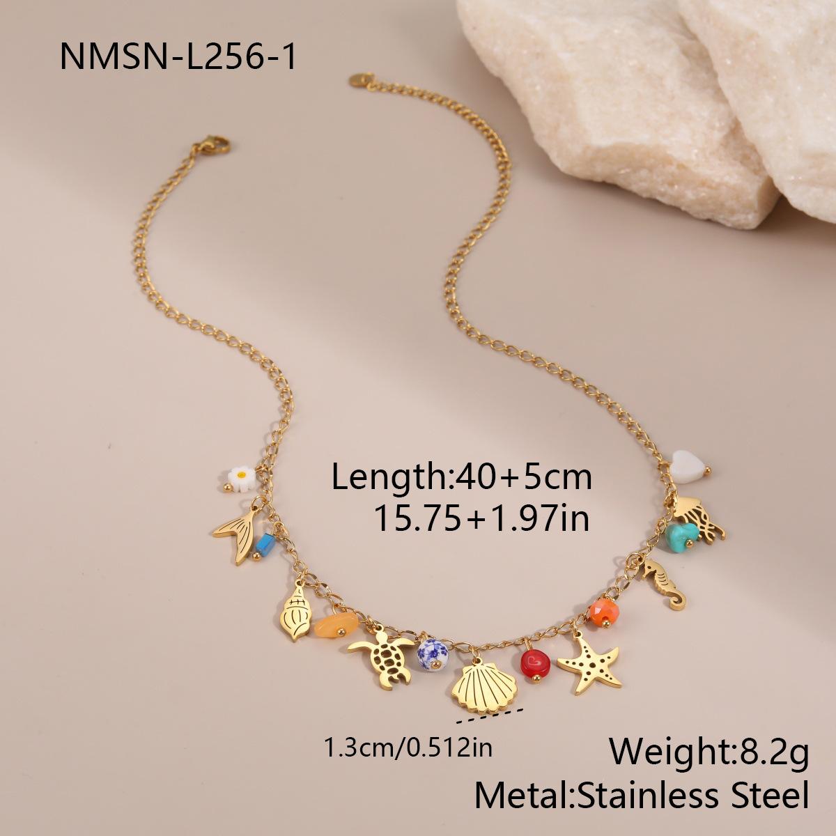 GEMCHIC Women s Ocean Series Natural Stone Starfish Turtle Pendant Stainless Steel Necklace Bracelet Set