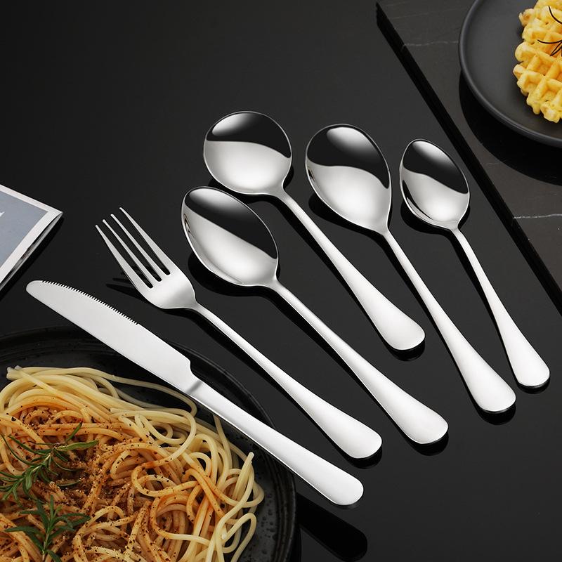 304 Stainless Steel Knife and Fork Spoon Thickened Tableware Dessert Round Spoon Pointed Spoon Western Food Steak Knife and Fork