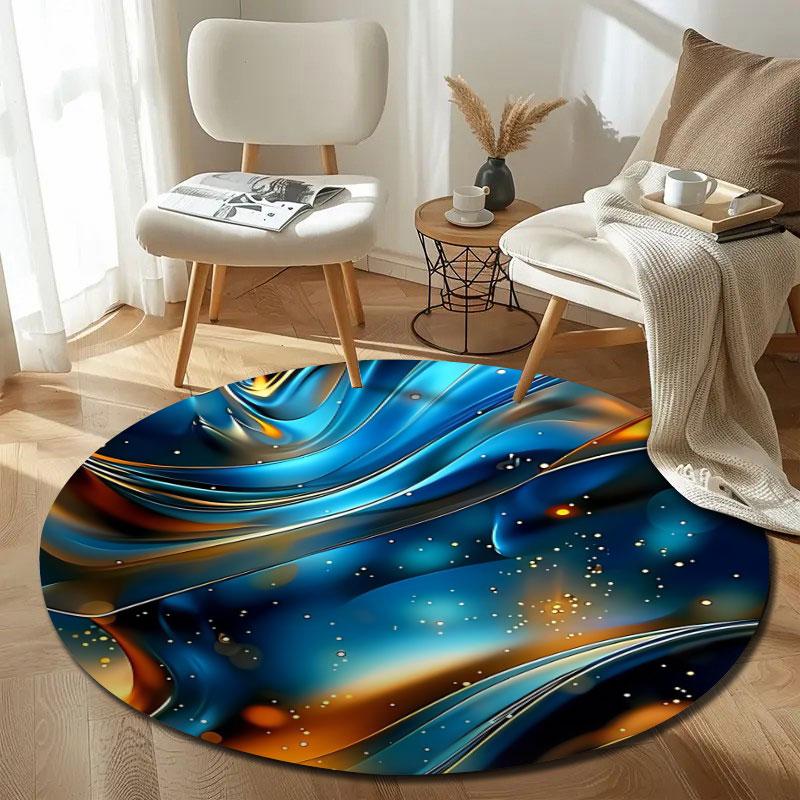 Vintage Round Rainbow Multicolor Floor Rug, Non-Slip Floor Mat for Kitchen