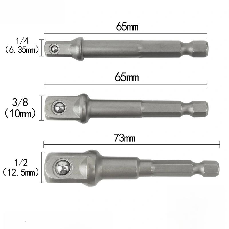 1/3Pcs Power Tools Chrome Vanadium Steel Socket Adapter Seth EX Shank To 1/4 "3/8" 1/2 "Extension Drill Bits Hex Bit Set